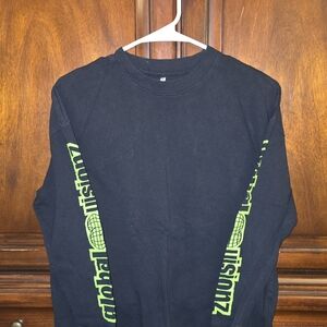 H&M Black Long Sleeve Shirt with Green Print